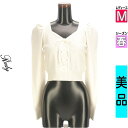 \週末限定★3000円OFFクーポン配布中/ レディ Rady ニット レディース 春 長袖 ホワイト M パフスリレースアップニット 【中古】【古着】【セール...
