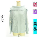 \期間限定!10%OFFクーポンで1683円/ アクシーズファム axes femme ニット レディース 冬 長袖 水色/ライトブルー M レースアップ袖オフショルダーニット 【中古】【古着】【セール】お買い物マラソン全品P5倍