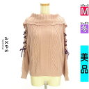 \超得★20%OFFクーポンで1848円/ アクシーズファム axes femme ニット レディース 冬 長袖 ピンク M レースアップ袖オフショルダーニット...