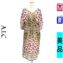 【5/8値下げ】【中古】【古着】 エーアイシー A.I.C ワンピース チュニック ワンピース 花柄×ラメストライプ膝下ワンピース 夏物 春夏 レッド