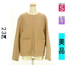 【5/8値下げ】【中古】【古着】 23区 ニジュウサンク ジャケット アウター ノーカラーウールジャケット 冬物 冬 秋冬 ベージュ