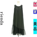 【5/8値下げ】【中古】【古着】 リエンダ rienda ワンピース チュニック ワンピース 裾チュールプリーツロングワンピース 夏物 春夏 ブラック
