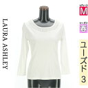 \週末限定★3000円OFFクーポン配布中/ ローラアシュレイ Laura Ashley Tシャツ レディース 春 長袖 ホワイト M 刺繍ネックTシャツ 【中...