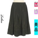 \超得★20%OFFクーポンで19536円/ レリアン LEILIAN スカート レディース 春 ブラック M 膝下丈フラワー刺繍タックサテンスカート 【中古】...