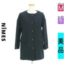 【5/8値下げ】【中古】【古着】 ニーム NIMES コート アウター ノーカラーミドルコート 冬物 冬 秋冬 紺色/ネイビー