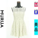 【5/8値下げ】【中古】【古着】 ムルーア MURUA ワンピース チュニック ワンピース メッシュヨークレースワンピース 夏物 春夏 ホワイト