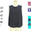 【5/8値下げ】【中古】【古着】 ストラ Stola. ニット トップス ニット×シフォンカットソー 夏物 春夏 紺色/ネイビー
