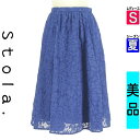 【5/8値下げ】【中古】【古着】 ストラ Stola. スカート スカート 花刺繍シフォンスカート 夏物 春夏 ブルー