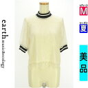 【5/8値下げ】【中古】【古着】 アースミュージック&エコロジー earth music&ecology カットソー プルオーバー トップス リブ切替レースブラウス 夏物 春夏 アイボリー