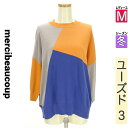 \期間限定!10%OFFクーポンで4059円/ メルシーボークー mercibeaucoup ニット レディース 冬 長袖 オレンジ M 配色ニットプルオーバー 【中古】【古着】【セール】お買い物マラソン全品P5倍