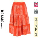 【5/8値下げ】【中古】【古着】 ビームス BEAMS ロングスカート マキシスカート スカート BEAMS BOY ペイズリー柄ミモレスカート オールシーズン レッド