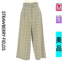 【5/8値下げ】【中古】【古着】 ストロベリーフィールズ STRAWBERRY-FIELDS パンツ パンツ ベルト付きチェック柄ワイドパンツ 冬物 冬 秋冬 グレー