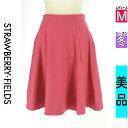 【5/8値下げ】【中古】【古着】 ストロベリーフィールズ STRAWBERRY-FIELDS スカート スカート 膝上フレアウールスカート 冬物 冬 秋冬 ピンク
