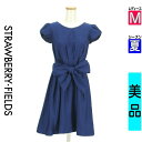 【5/8値下げ】【中古】【古着】 ストロベリーフィールズ STRAWBERRY-FIELDS ワンピース チュニック ワンピース リボンベルト付き膝上ワンピース 夏物 春夏 紺色/ネイビー