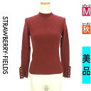 【5/8値下げ】【中古】【古着】 ストロベリーフィールズ STRAWBERRY-FIELDS ニット トップス フリルスリーブリブニット 秋物 秋冬 春秋 レッド