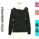 【5/8値下げ】【中古】【古着】 ストロベリーフィールズ STRAWBERRY-FIELDS ニット トップス リボンオフタートルニット 秋物 秋冬 春秋 ブラック