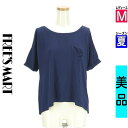 【5/8値下げ】【中古】【古着】 フリーズマート FREE'S MART Tシャツ トップス ロールアップ袖Tシャツ 夏物 春夏 紺色/ネイビー