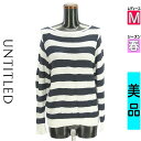 \週末限定★3000円OFFクーポン配布中/ アンタイトル UNTITLED ニット レディース 春 長袖 紺色/ネイビー M 光沢ボーダーローゲージニット 【...
