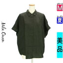 【5/8値下げ】【中古】【古着】 ミラオーウェン Mila Owen カジュアルシャツ シャツ オーバーサイズリネン混シャツ 夏物 春夏 ブラック