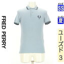 【5/8値下げ】【中古】【古着】 フレッドペリー FRED PERRY ポロシャツ トップス ラインポロシャツ 夏物 春夏 水色/ライトブルー