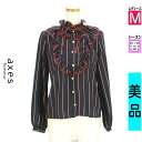 \週末限定★3000円OFFクーポン配布中/ アクシーズファム axes femme ブラウス レディース 春 長袖 紺色/ネイビー M ストライプフリルブラウ...