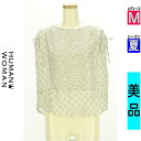 【6/3値下げ】【中古】【古着】 ヒューマンウーマン HUMAN WOMAN カットソー プルオーバー トップス 花柄シアーカットソー 夏物 春夏 黄緑/ライトグリーン