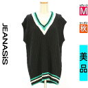 【5/8値下げ】【中古】【古着】 ジーナシス JEANASiS ベスト ジレ カーディガン ケーブルニットベスト 秋物 秋冬 春秋 ブラック