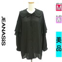 【5/8値下げ】【中古】【古着】 ジーナシス JEANASiS ブラウス シャツ ティアードボリューム袖シフォンブラウス 春物 春秋 春夏 ブラック