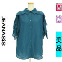 【5/8値下げ】【中古】【古着】 ジーナシス JEANASiS ブラウス シャツ フリルシフォンブラウス 春物 春秋 春夏 ブルー