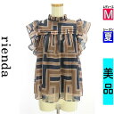 【5/8値下げ】【中古】【古着】 リエンダ rienda カットソー プルオーバー トップス フリル袖シアーブラウス 夏物 春夏 ベージュ
