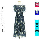 【5/8値下げ】【中古】【古着】 ウィルセレクション WILLSELECTION ワンピース チュニック ワンピース 花柄×ドットロングシフォンワンピース 夏物 春夏 紺色/ネイビー