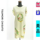 【6/3値下げ】【中古】【古着】 ツモリチサト TSUMORI CHISATO ワンピース チュニック ワンピース フレンチスリーブプリントワンピース 夏物 春夏 アイボリー