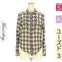 【5/8値下げ】【中古】【古着】 カリアング KariAng ブラウス シャツ ラメチェックフリルシャツ 春物 春秋 春夏 ブラウン