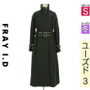 【中古】【古着】 フレイアイディー FRAY I.D コート アウター フェイクレザーパイピングロングコート 冬物 冬 秋冬 ブラック