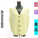 【中古】【古着】 ジーナシス JEANASiS ベスト ジレ カーディガン オーバーサイズニットベスト 冬物 冬 秋冬 アイボリー