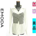 【中古】【古着】 エモダ EMODA ブラウス シャツ レイヤード風バックリボンブラウス 春物 春秋 春夏 ホワイト