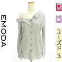 【中古】【古着】 エモダ EMODA ブラウス シャツ アシメストライプブラウス 春物 春秋 春夏 ブラック