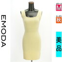 【中古】【古着】 エモダ EMODA キャミワンピース ワンピース リブニット膝上タイトワンピース 秋物 秋冬 春秋 アイボリー