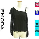 【中古】【古着】 エモダ EMODA ニット トップス アシメレースカットソー 夏物 春夏 ブラック