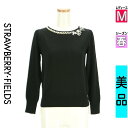 \週末限定★3000円OFFクーポン配布中/ ストロベリーフィールズ STRAWBERRY-FIELDS ニット レディース 春 長袖 ブラック M ビジュー付...