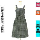 【中古】【古着】 ストロベリーフィールズ STRAWBERRY-FIELDS キャミワンピース ワンピース ラメツイード膝下ワンピース 秋物 秋冬 春秋 紺色/ネイビー