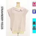 【中古】【古着】 ストロベリーフィールズ STRAWBERRY-FIELDS ブラウス シャツ アシメ衿ストライプシャツ 夏物 春夏 ピンク