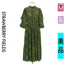 【中古】【古着】 ストロベリーフィールズ STRAWBERRY-FIELDS ワンピース チュニック ワンピース フリルボリューム袖花柄ワンピース 春物 春秋 春夏 ブラウン