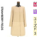 【中古】【古着】 ストロベリーフィールズ STRAWBERRY-FIELDS コート アウター 切替ウールコート 冬物 冬 秋冬 ベージュ