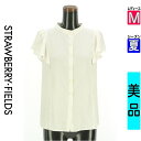 【中古】【古着】 ストロベリーフィールズ STRAWBERRY-FIELDS ブラウス シャツ フリル袖ブラウス 夏物 春夏 アイボリー