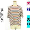 【中古】【古着】 プードゥドゥ POU DOU DOU Tシャツ トップス マルチボーダーTシャツ 夏物 春夏 水色/ライトブルー