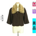 \10%OFFクーポンで3663円★全品P5倍/ アクシーズファム axes femme コート レディース 冬 ブラウン M ファー襟8分袖ショートコート 【...
