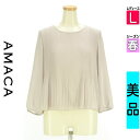 \週末限定★3000円OFFクーポン配布中/ アマカ AMACA カットソー プルオーバー レディース 春 長袖 ベージュ L フロントプリーツシフォンブラウス...
