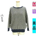 \期間限定!10%OFFクーポンで3465円/ デッサン Dessin ニット レディース 冬 長袖 紺色/ネイビー M 千鳥格子柄ニット 【中古】【古着】【セール】お買い物マラソン全品P5倍