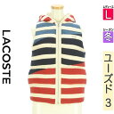 ラコステ LACOSTE ダウンジャケット ダウンコート レディース 冬 レッド L 配色ボーダーニットベスト 【中古】【古着】【セール】